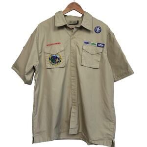 Vintage 1980s Boy Scouts Of America Scoutmaster Uniform Shirt Utah LDS Adult L